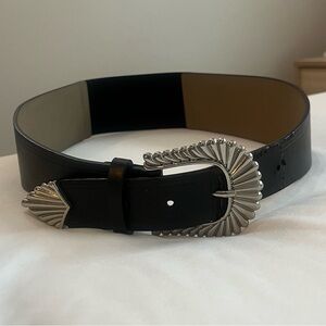 35” silver chunky stretch belt
